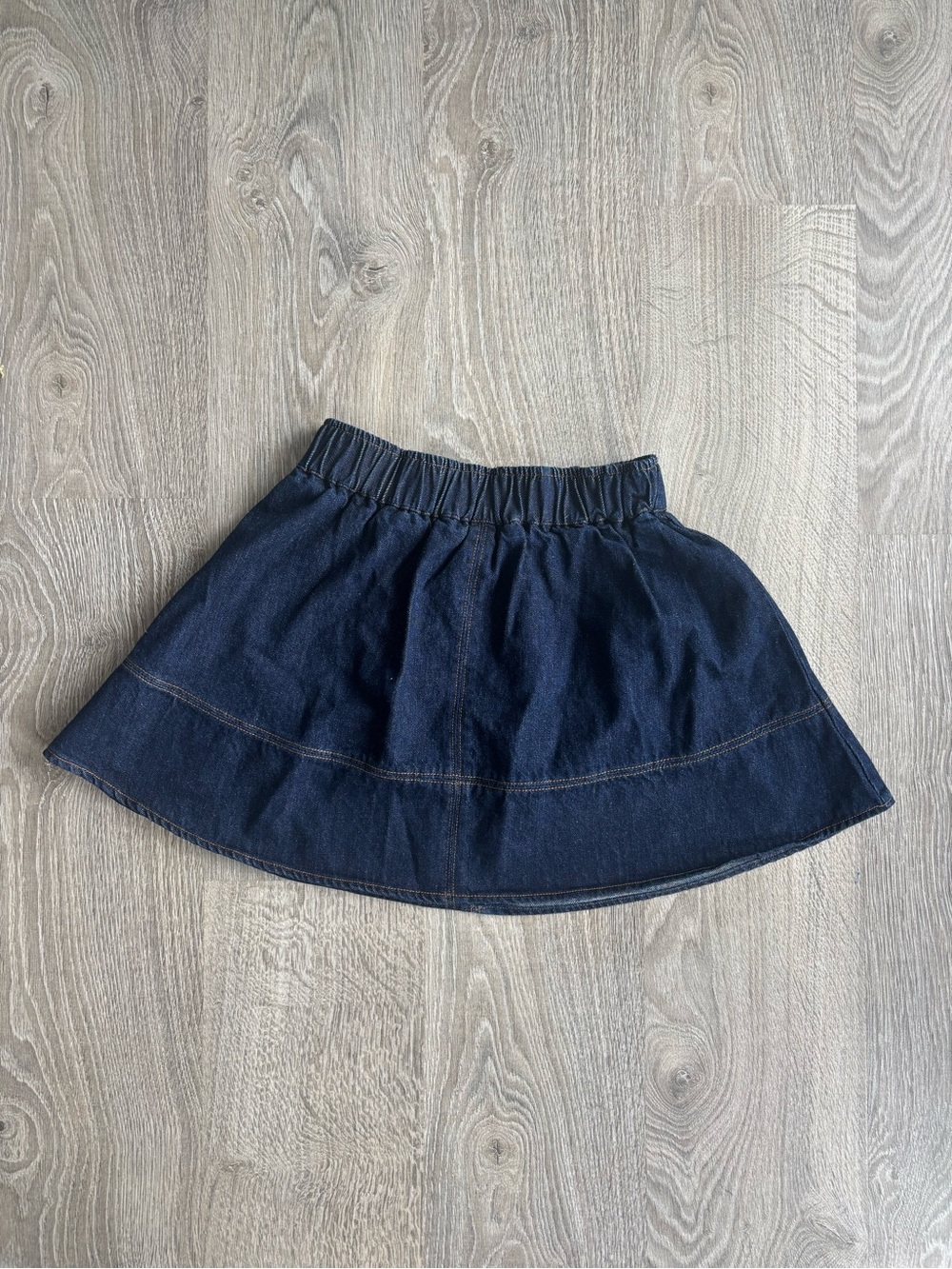Dark Denim Elastic Waist Mini Skirt